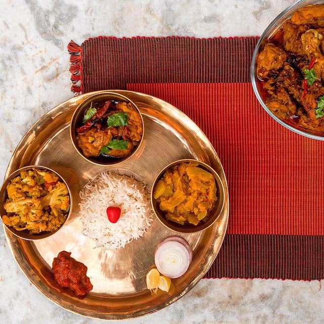 Chicken and Vegetable Dal Bhat Set